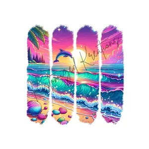 Beach Sunset Dolphin Ocean Shells Summer • T-shirt Tee Shirt Comfortable Unisex Top Casual Sublimation Graphic Cute