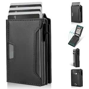 2026 Upgraded Pop Up Wallet for Men, RFID Blocking Leather Card Holder Wallet, Slim Minimalist Wallet with 7–11 Card Capacity & ID Window Bifold Wallet Pefect Gift