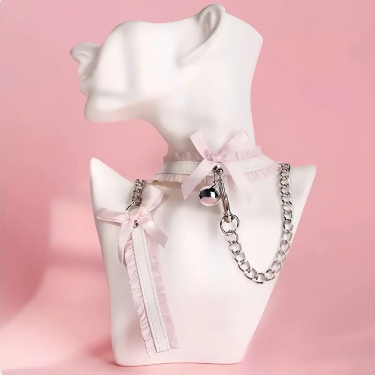 Leather Choker Bell Lace Bow Choker O-Ring Choker and Matching Leash Set Unisex Adjustable Design Punk Style Couple Necklace Gift-Boxed Suitable for Gifting and Special Occasions gifts for girlfriend Jewellery Accessories gifts for women