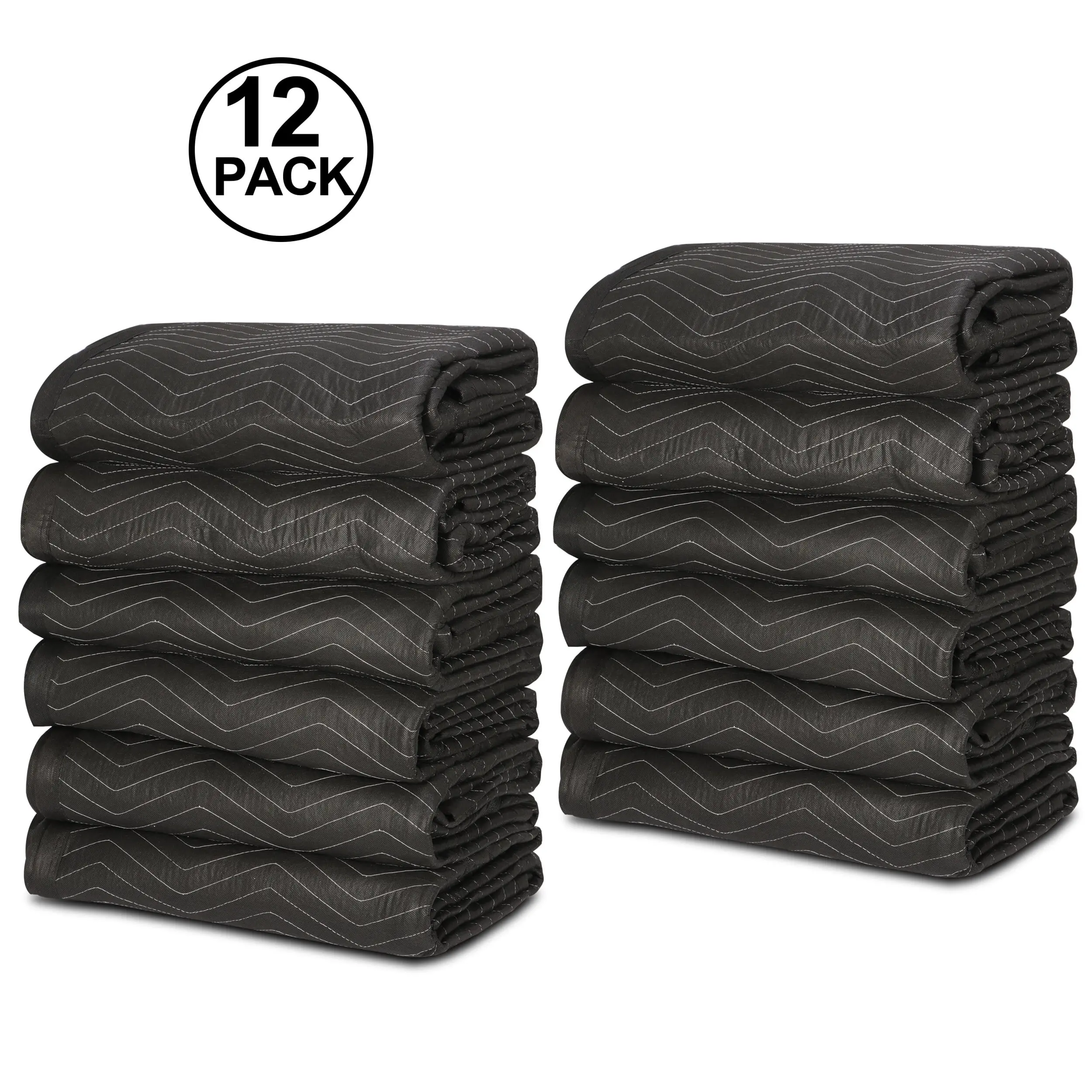 Zeny 12-Pack Heavy-Duty Moving Blankets, 80" x 72" Thick Padded Non-Woven Furniture Covers for Packing and Storage, Machine Washable, Thick Warm Blanket, Cotton, Double-Sided, Oversize Size, Protective Wrap, Double Sides, 72" X 80", Durable, Non-Woven Fab