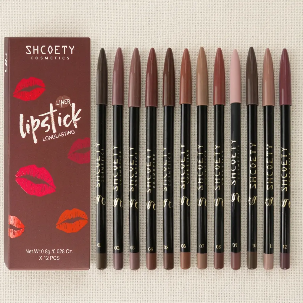 12-Color Matte Lip Liner Pencil Set, Smooth Color Silk Lipstick Pen, Durable Pigment Lip Makeup Cosmetics, Lip Product, , Lipliner, Moisturizing, Waterproof Lip Liner Set, Tinted, Lippie Pencils everyday beauty look effortless Lip Lin for dark skin