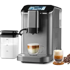 VEVOR Fully Automatic Espresso Machine - with Automatic Milk Frother, 20 Bar Super-Automatic Cappuccino Latte Machine with TFT Touch Screen, Grinder, 15 Grinding Levels, and Removable Milk Reservoir