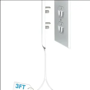 Sleek Socket Original & Patented Ultra-Thin Outlet Concealer with Cord Concealer Kit Flat Extension Cord 3FT Multi Outlets Power Strip Ideal for Home Improvement Hide Bulky and Messy Cords