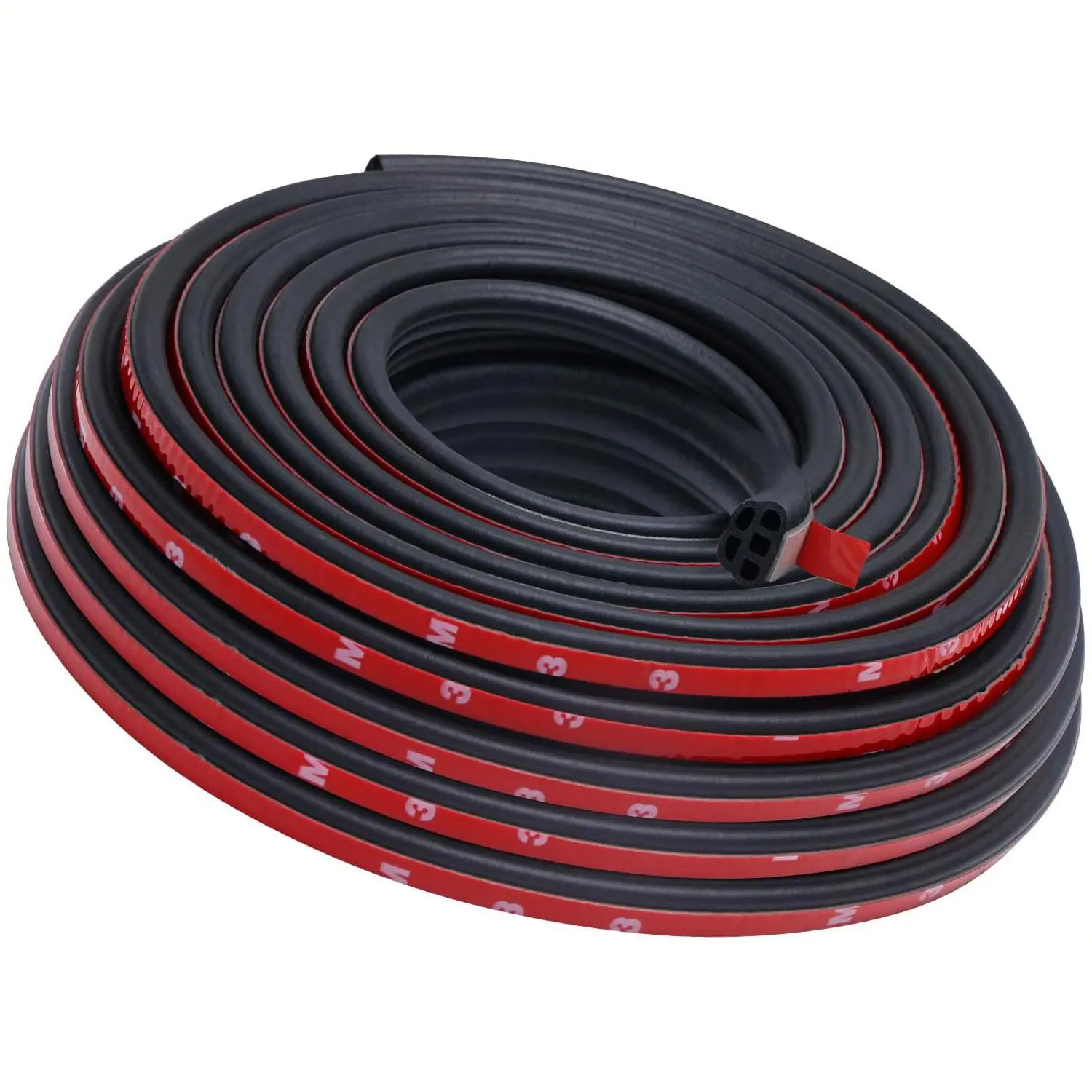 Universal Door Rubber Weather Stripping, 1 Roll Self-Adhesive Easy Installation Door Acoustic Insulation Weather Stripping, Double Layer 5 Hole Large Size Car Weather Draft Seal Strip for Truck Car Sealing Easy