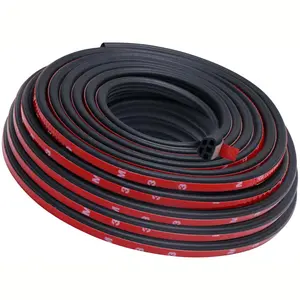 Universal Door Rubber Weather Stripping, 1 Roll Self-Adhesive Door Acoustic Weather Stripping, Double Layer 5 Hole Car Weather Draft Seal Strip for Truck Car