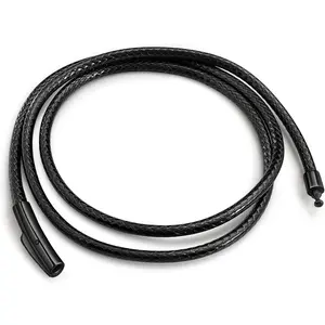 Waterproof Braided Leather Necklace Cord Chain for Men Women, with Sturdy Silver/Black Clasp, 2MM/3MM Flexible Brown/Black Rope Chain for Pendant 16"-30" Length (Send Gift Box)