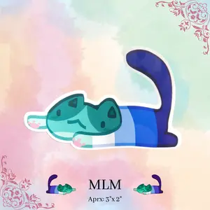 MLM Flag Stretching Kitty/Cat Sticker LGBTQ+ PRIDE