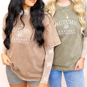 Embroidered Autumn Harvest Perfact Fall Oversized Women's Tshirt