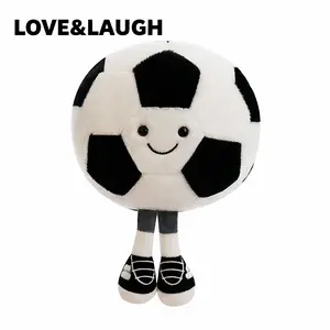 10 Inch Smiley Soccer Ball Plush Toy Soft Football Pillow with Cute Little Legs Perfect Gift for Kids Couples Birthdays and Valentine’s Day