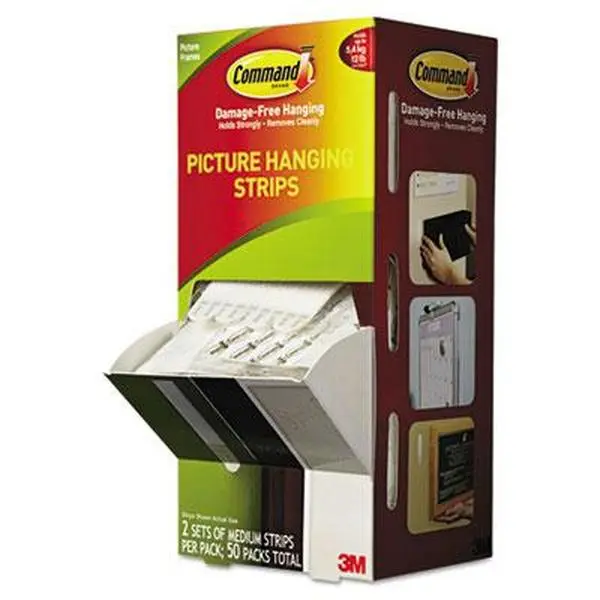 Command Picture Hanging Strips - 5/8" Width Residue-Free Removable Adhesive Wall Mount Hooks & Rails, Damage-Free Flat Surface Solution, Holds Up to 3 lbs, Interlocking Fastener for Picture Hanging