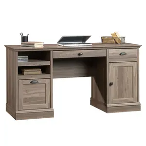 Sauder Barrister Lane Executive Desk with Spacious Top Surface, Two Drawers, Open Cubby, Adjustable Shelf, and Hidden Storage for Home Office or Workspace