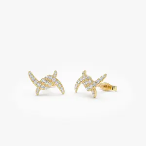 14k Diamond Knot Unique Stud Earrings