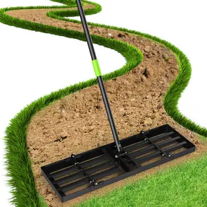 GARDTECH 48x10 Inch Lawn Leveling Rake, Heavy Duty Stainless Steel Soil Leveler with Anti-Flip Design, 76" Adjustable Handle for Yard, Garden, Sand, Farm & Pasture