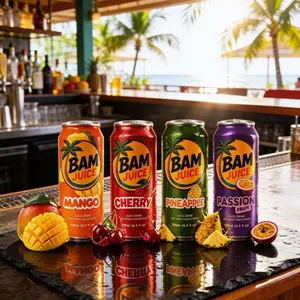 BAM Juice Tropical Variety Pack 4 Flavors 500ml Drinks Mango Cherry Pineapple Passion Fruit Refreshing Beverages