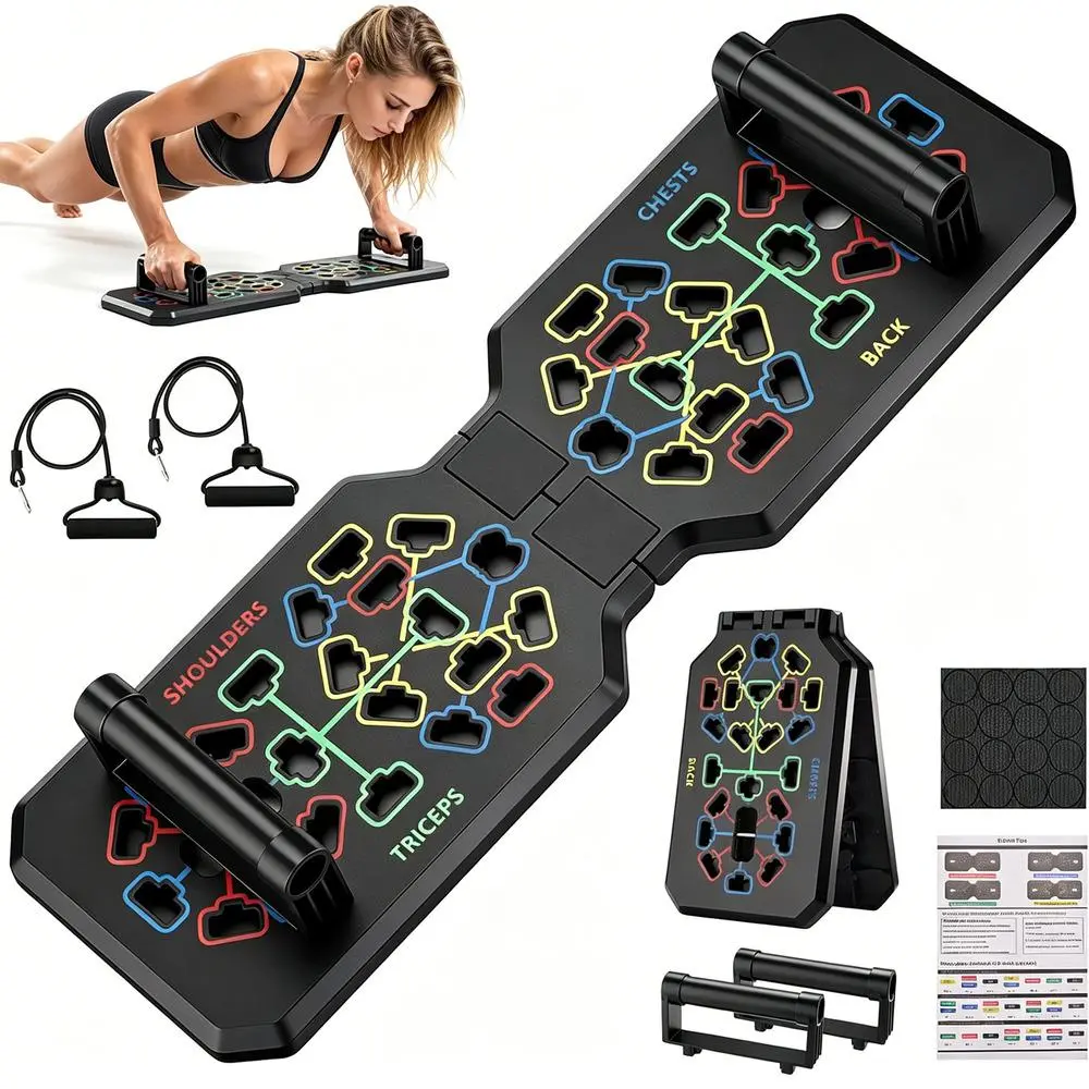 Push Up Rectangular Board - Portable Color-Coded Labelled Zones Compact Core Workout Equipment, Multi-Position Fitness Training Gear for Home Push Ups Challenge