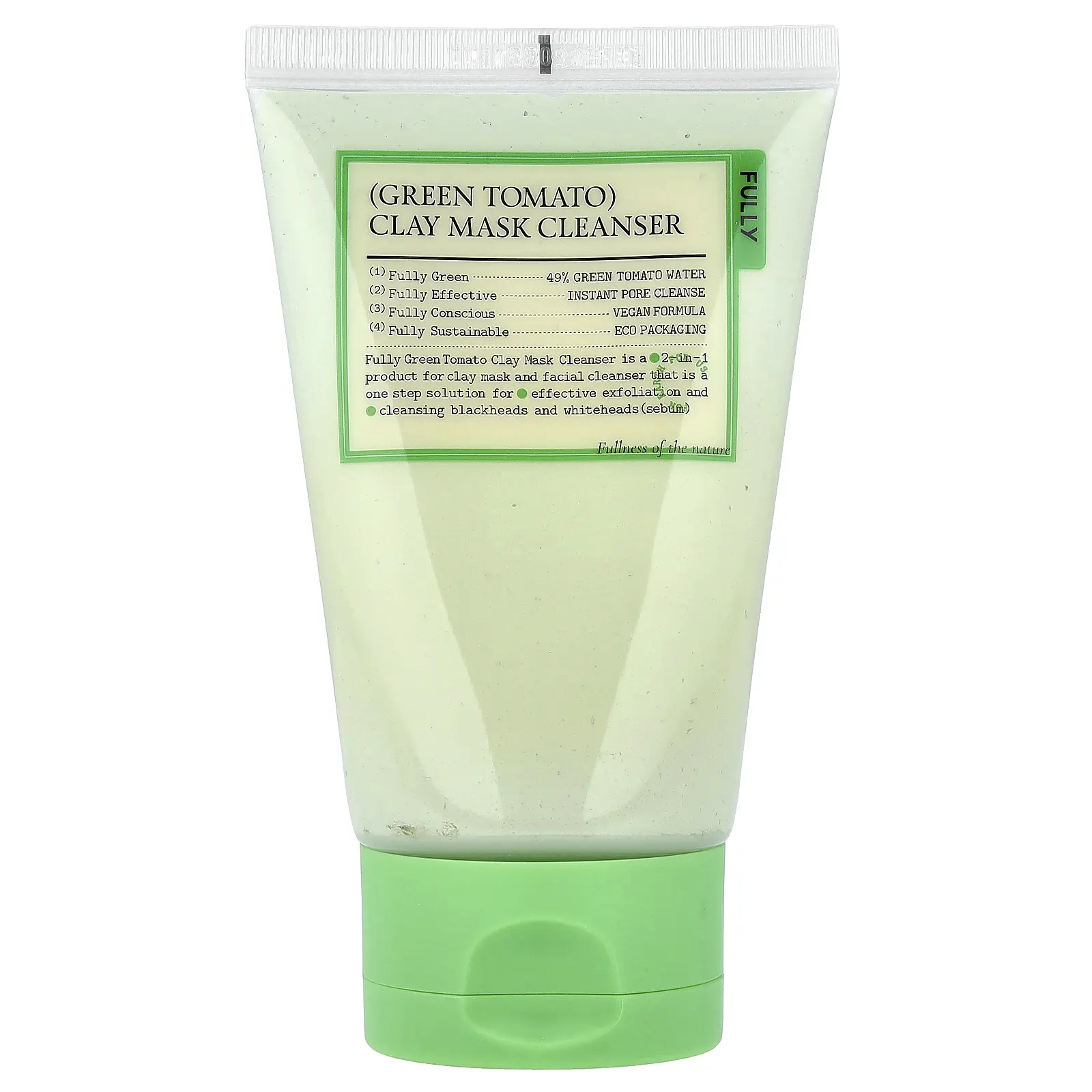 Fully Green Tomato Clay Mask Cleanser, 4.05 fl oz (120 ml)