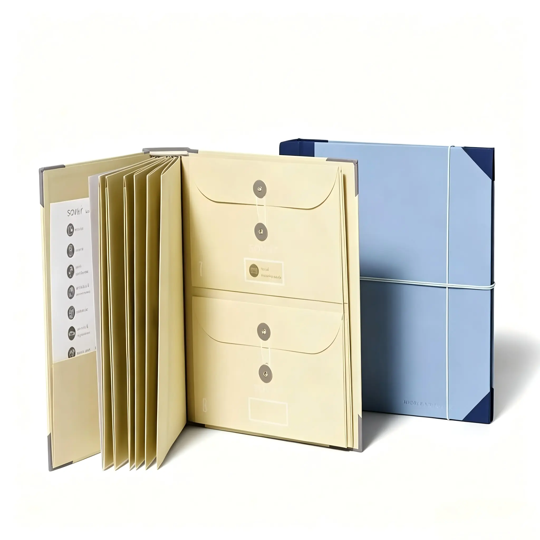 Hardcover Accordion File Folder - 3-Color 2-Tone, Elastic Band Closure, Multi-Pocket Document Organizer for Students' Exam Papers & Office Bills safe storage