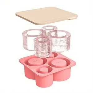 1PC Stanley Flexible Silicone Ice Tray, 4-panel Covered Easy to Release Ice Cube Mold, Large Capacity Water Cup Accessories for Coffee, Cocktails, and Cold Drinks Enthusiasts, Stanley Ice Cream Cup Accessories, Home Bar Accessories, Ice Cube Maker