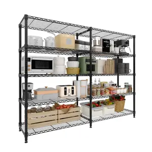 Heavy Duty Metal Wire Storage Rack – Adjustable 4/5-Tier Commercial Food Service Shelving – High Capacity 1060LBS – Ideal for Pantry, Kitchen, Garage, Basement – 70.5"H x 71"W x 15.8"D