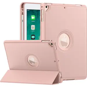 Case for iPad 6th / 5th Generation (2018 / 2017 Model, 9.7 Inch) with Pen Holder, Hollow Logo Cover for iPad 9.7 inch, Also Fit iPad Pro 9.7,Air 2,Air, Auto Wake/Sleep, Gold