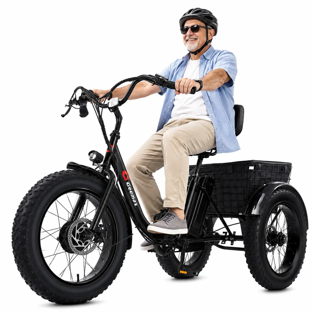 Folding Electric Trike for Seniors - 750W Peak Motor, 20MPH, 36V 13Ah Long Range, Stable 3-Wheel Design, 7-Speed, Large Basket, Comfortable Seat, Commuter Bicycle City E-Bike Commuter Bicycle