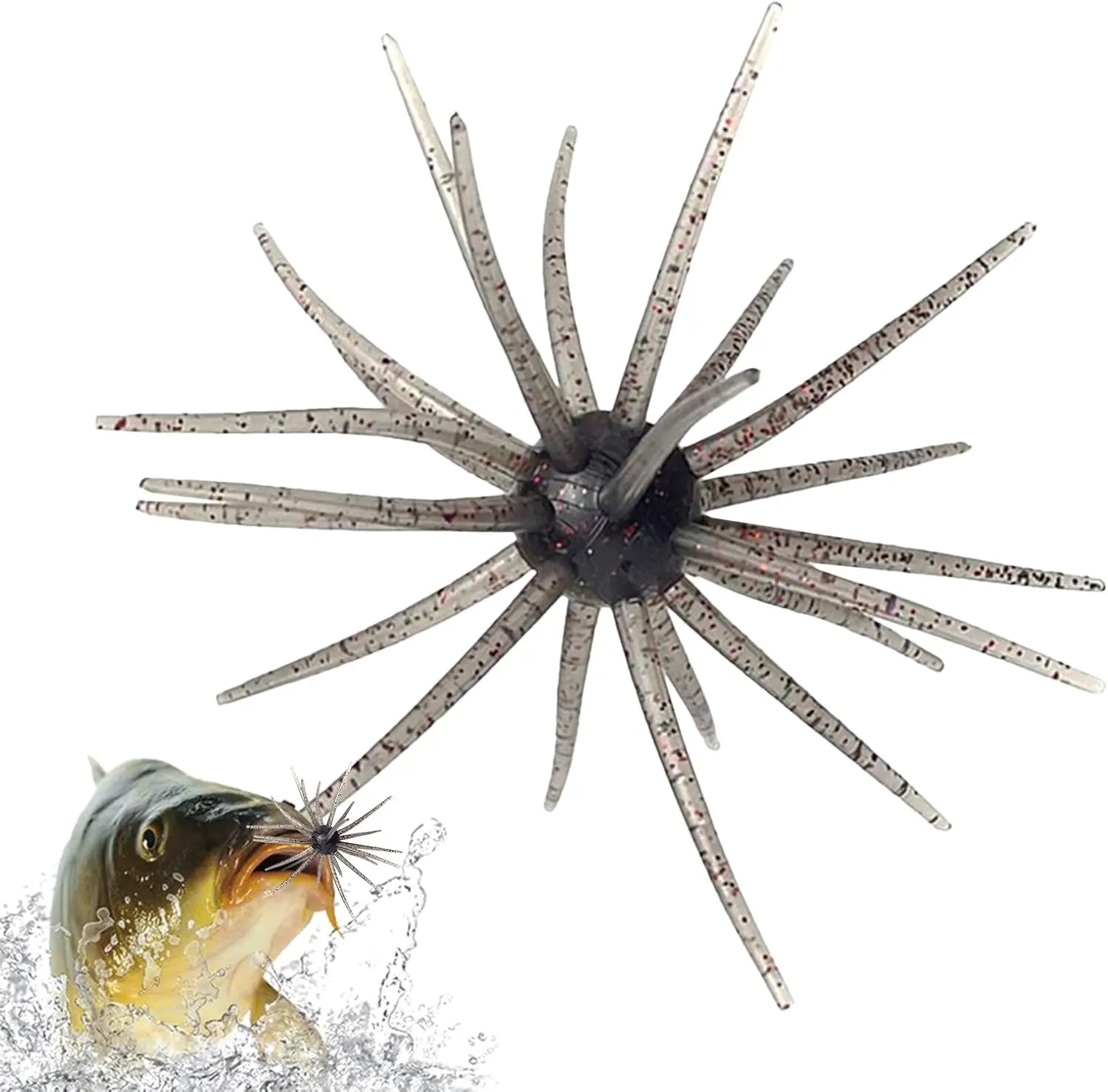 4PCS Japanese Style Tentacle Creature Soft Bass Fishing Lures - Simulation Sea Urchin & Worm Baits - Slow Sinking Finesse Bait for Wacky Rig, Neko Rig
