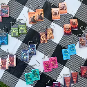 Custom mini book earrings