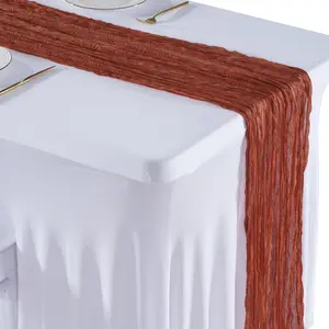 6/12 Pack Rustic Solid Sheer Cheese Cloth Table Runner - Washable Rectangle Gauze for Wedding, Holiday Party Decorations, Elegant Home Styling