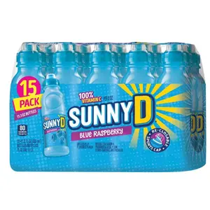SUNNYD Blue Raspberry Shelf Stable Juice Drink, 15 Count, 11.3 fl oz Bottles