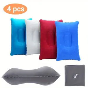 4Pcs/Set Ultralight A4 Size Inflatable Travel Pillow,Small Squared Flocked Fabric Air Pillow for Traveling,Holiday Trip,Hiking,Camping,Napping,Neck Lumbar Support,Halloween Christmas Party Gifts,Hand Tools Kits