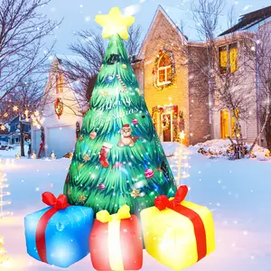 8 FT Inflatable Christmas Tree Giant Outdoor Christmas Inflatables with Built in Rotating LED Lights Christmas Tree Blow Up Yard Decoration for Lawn Garden Patio Xmas Holiday Indoor Party