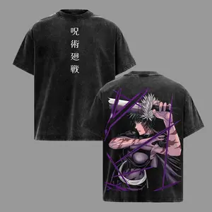 Maki Zenin Jujutsu Kaisen Anime T-Shirt Vintage Heavyweight Cotton Oversized Streetwear Tee, Manga Graphic Anime Shirt for Anime Fans