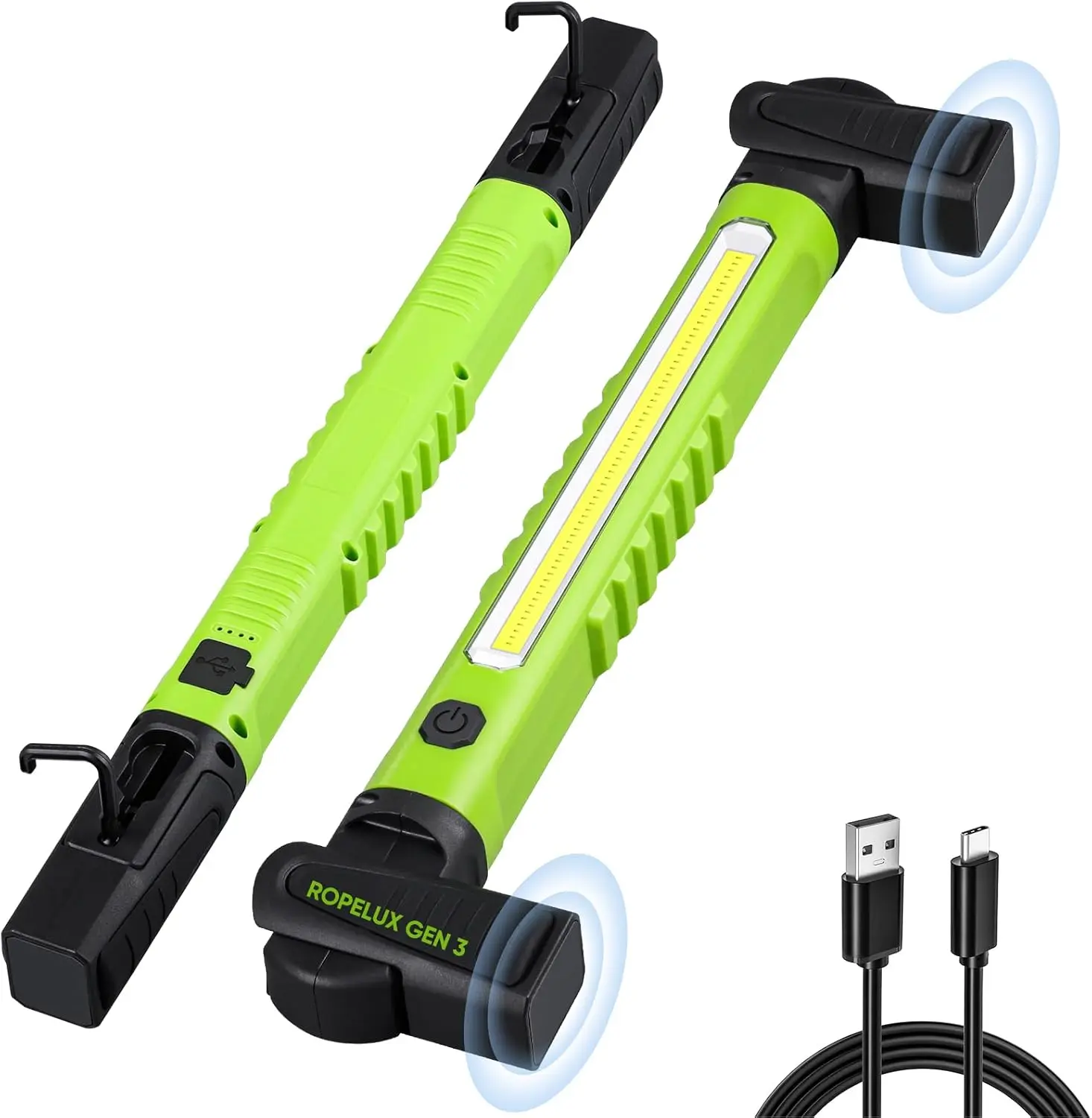 Ropelux 3rd Gen LED Work Light Bar, 3200LM Rechargeable Under Hood Mechanic Light with 6000mAh Battery, Magnetic Portable Trouble Lighting with Hooks for Car Repair and Roadside Emergency, Automotive Inspection, Cool Tool Gifts for Men