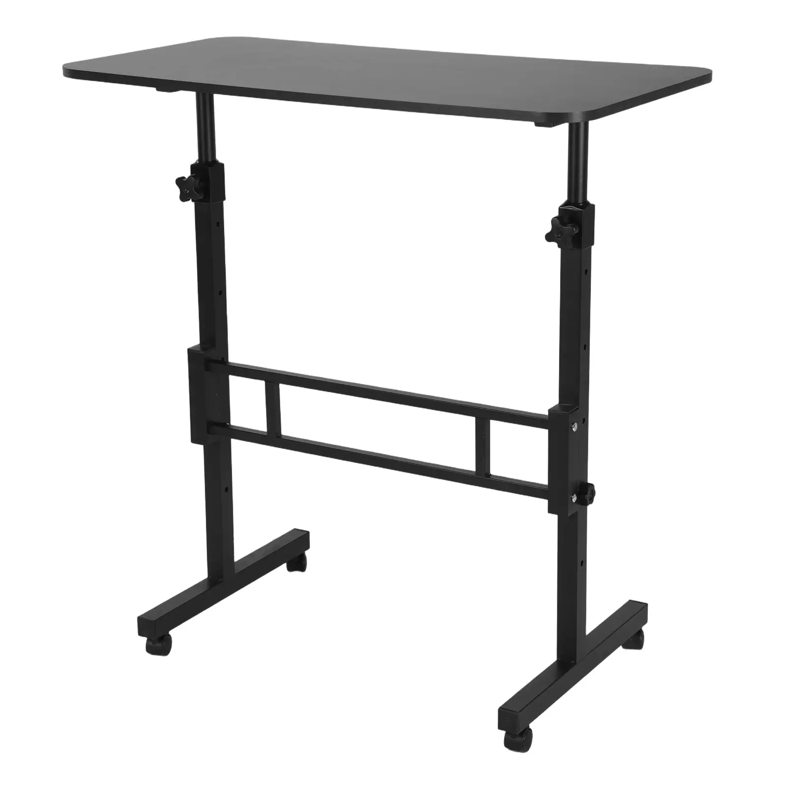Adjustable Rolling Standing Desk - Sturdy MDF-Steel Computer Office Desk, 16x31.5 In (40cm) Portable Workstation with Lockable Wheels, Steady Base for Space-Saving Home Office