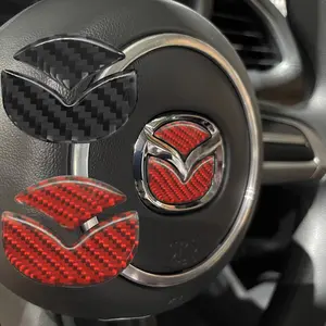 Car Steering Wheel Stickers Carbon Fiber Decals Auto Accessories Vehicle For Mazda 2 3 6 5 Atenza CX3 CX5 MX5 CX7 Axela CX30 CX90 CX60