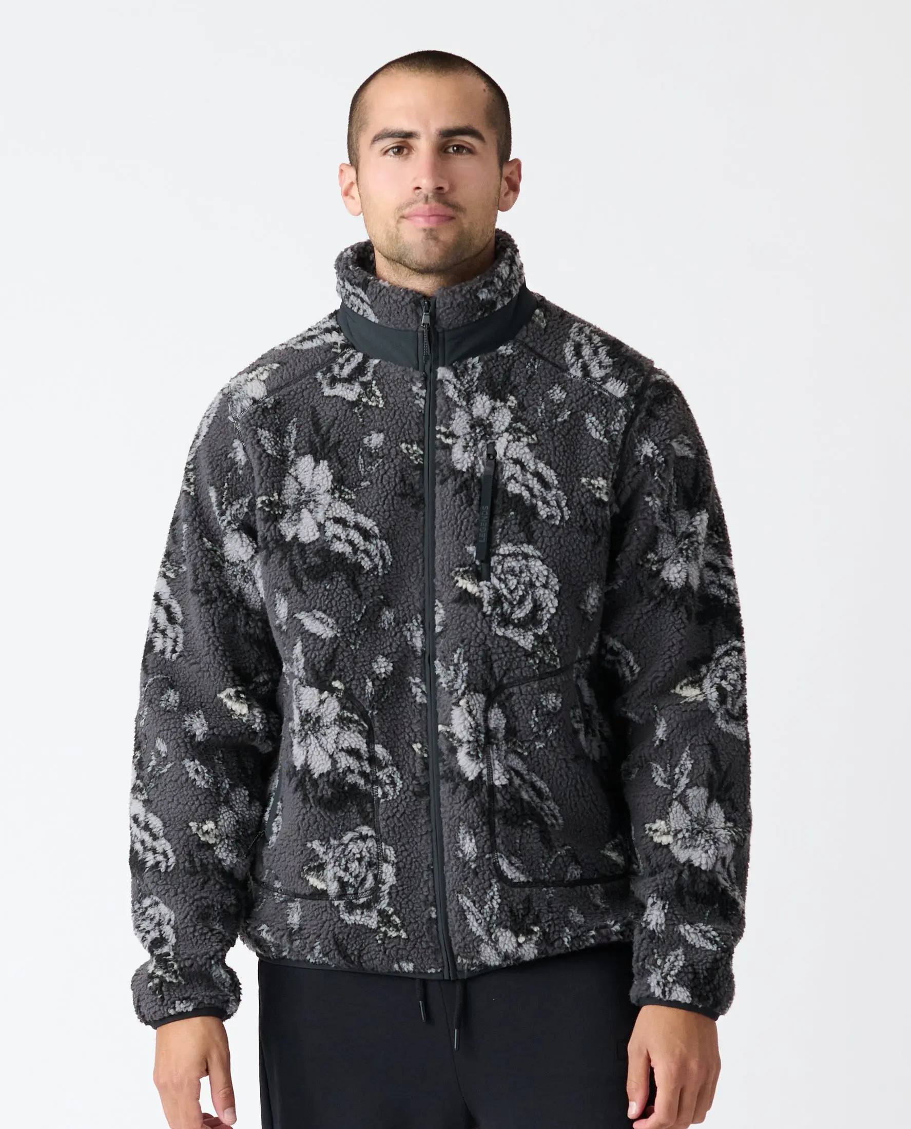 Sherpa Jacket Vintage Floral Charcoal, Small
