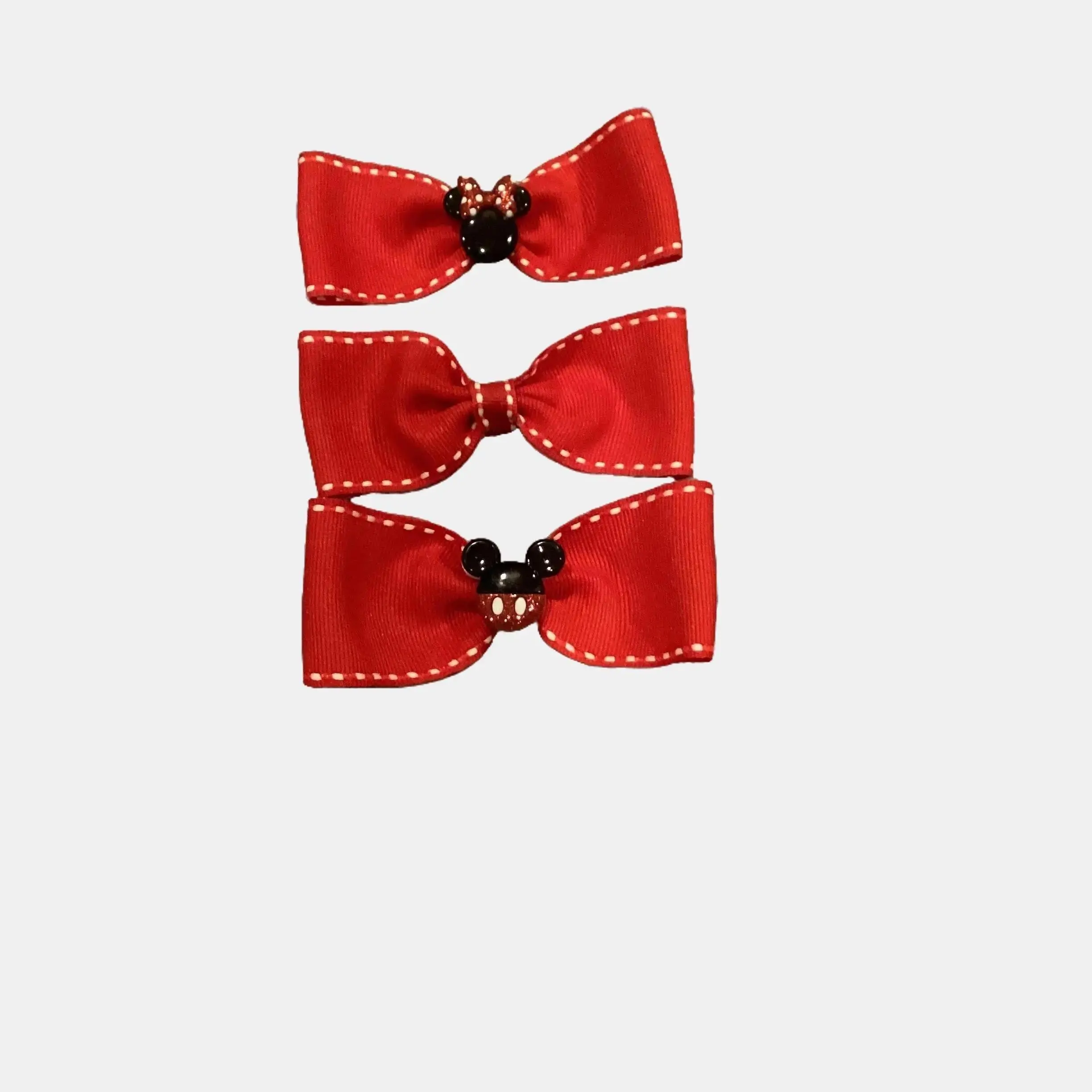 Handmade Mickey and Minnie Hair Bows Set of 3 for Women & Girls, Fashion Hair Accessories for Party, Daily Hairstyle, Casual or Formal Wear