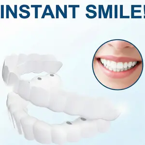 【3 PACK】Instant SnapOn Veneers 3 Pairs Teeth Whitening Smile Cover Ceramic Temporary Comfortable Fit Reusable Moldable for Men Women Photo Ready Upper Teeth Accessory New Year 2026 Party Essential