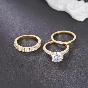 Zircon Stacking Ring Set Three Piece Jewelry Gift for Her