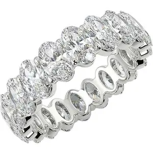 5A Grade Oval Cut Cubic Zirconia (CZ) Full Eternity Band, Luxurious All-Over Stone Setting Ring, Perfect for Engagement, Banquet & Everyday Wear, Ideal Gift for Women