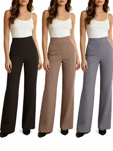 CQQNBV Women's High Waisted Wide Leg  with Pockets, Stretch Pull On Trousers for Work, Office & Casual Wear summer