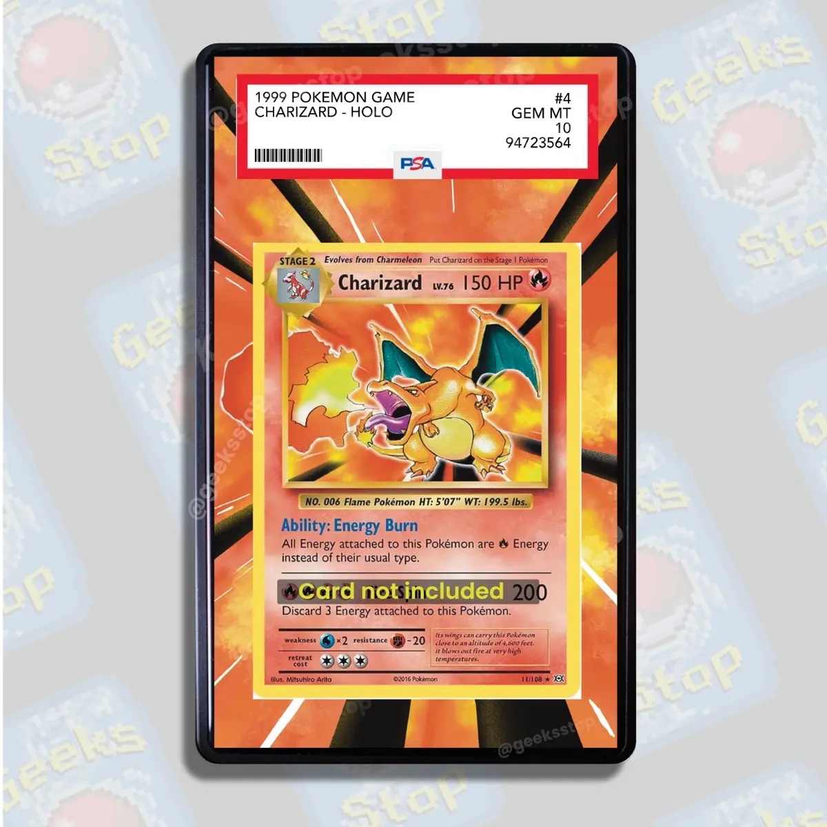 Charizard Base Set PSA Extended Art Display for Card