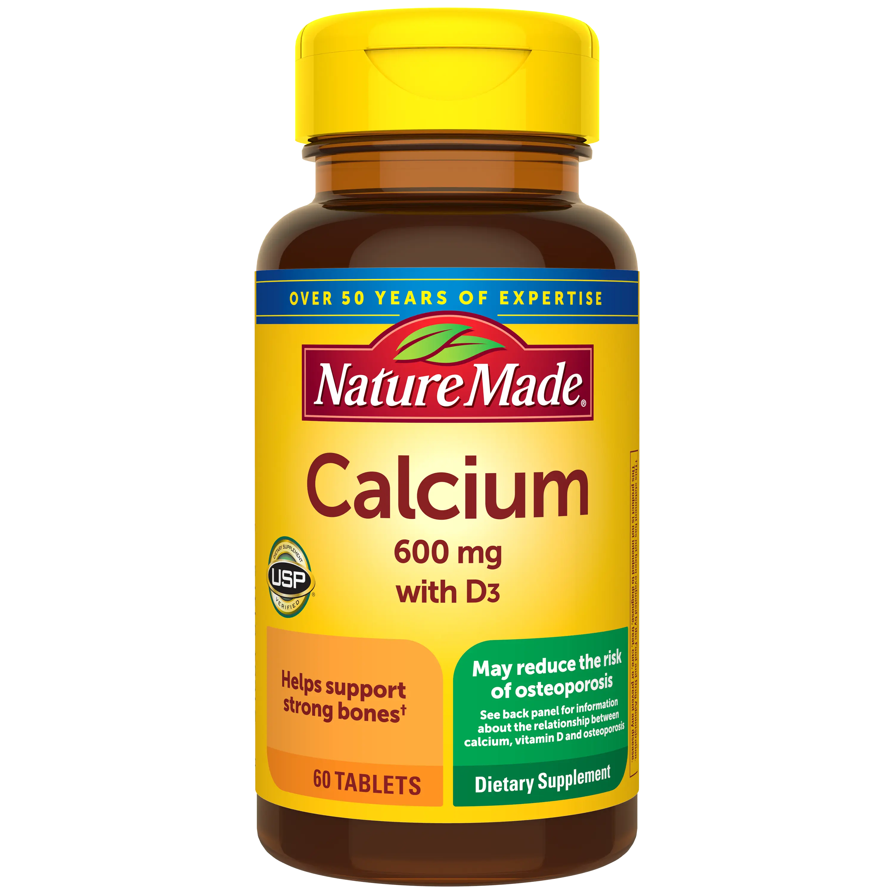 Nature Made Vitamins Calcium 600 mg with Vitamin D3 Dietary Supplement Tablets