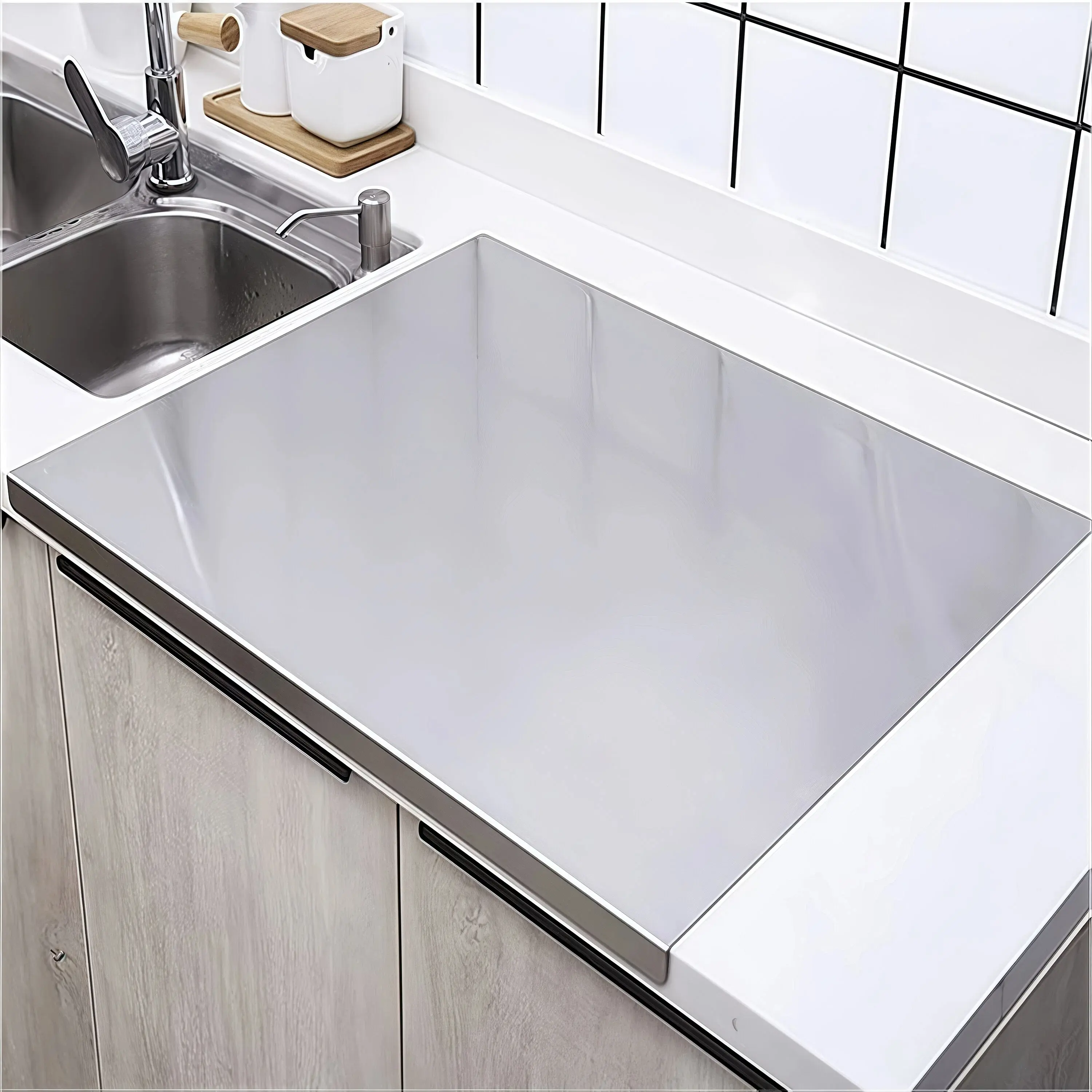 CNCEST Large Stainless Steel Chopping Board 27.6 Inch Commercial Grade with Juice Groove for Kitchen Professional Use Baking Board Kitchen Pastry Board For Meat Vegetables cake