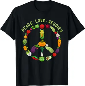 100% Cotton Funny Veggie Art For Women Men Vegan Food Vegetables Themed T-Shirt