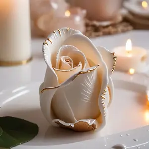 Rose Flower Silicone Mold with Leaves, DIY Candle Resin Soap Clay Mould, Reusable Decorative Craft Tool for Home Decoration