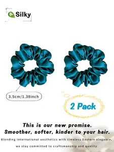 2-Pack Silk Hair Scrunchies ,100% Mulberry Silk Scrunchies ,No Creases, Super Soft & Stretchy!