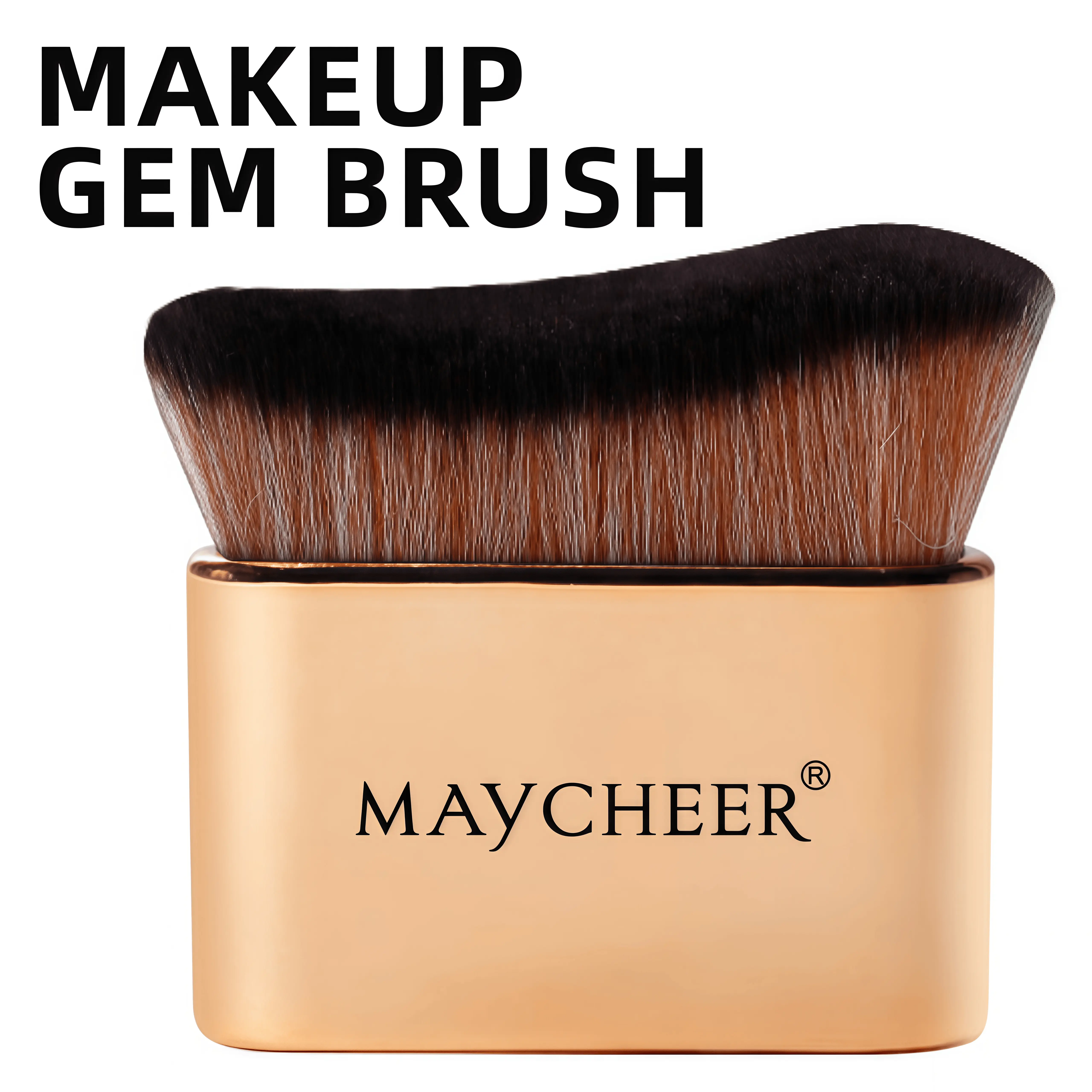 MAYCHEER Multi-Functional Kabuki Brush for Foundation, Loose Powder & Self-Tanner, Professional Cosmetic Tool for Face, Neck & Body, Pink Gold, Make Up Brushes, Cosmetic Brushes