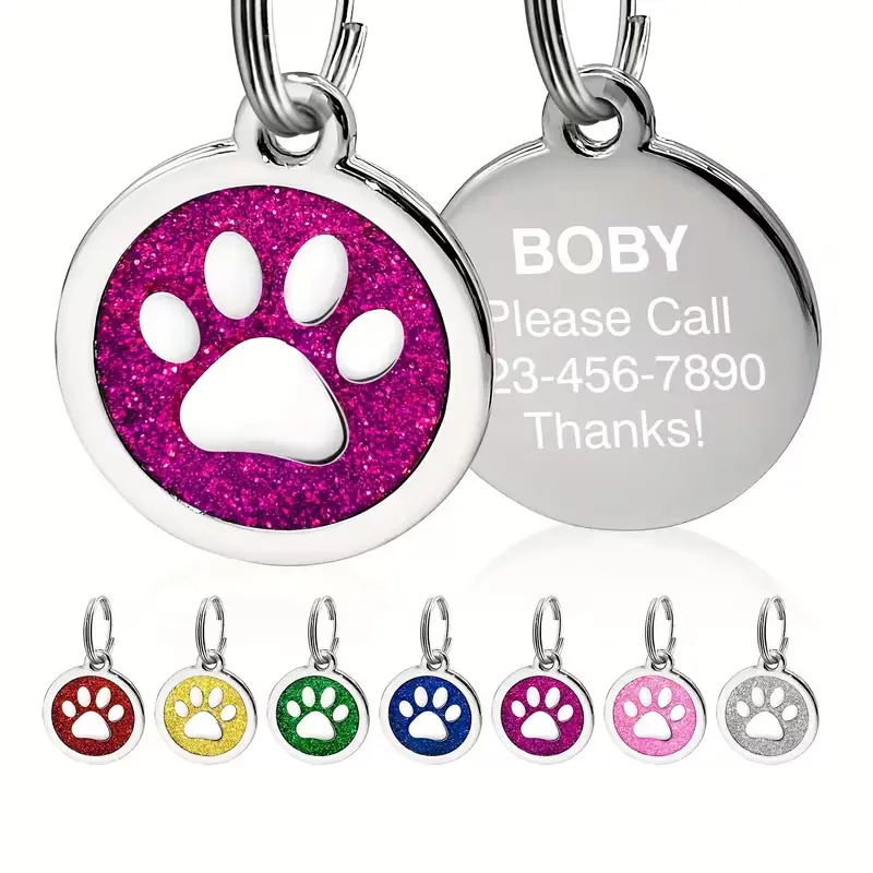 Custom Pet ID Tag - Personalized Dog & Cat Name Tags, Engraved Metal Puppy Collar Accessories with Phone Number