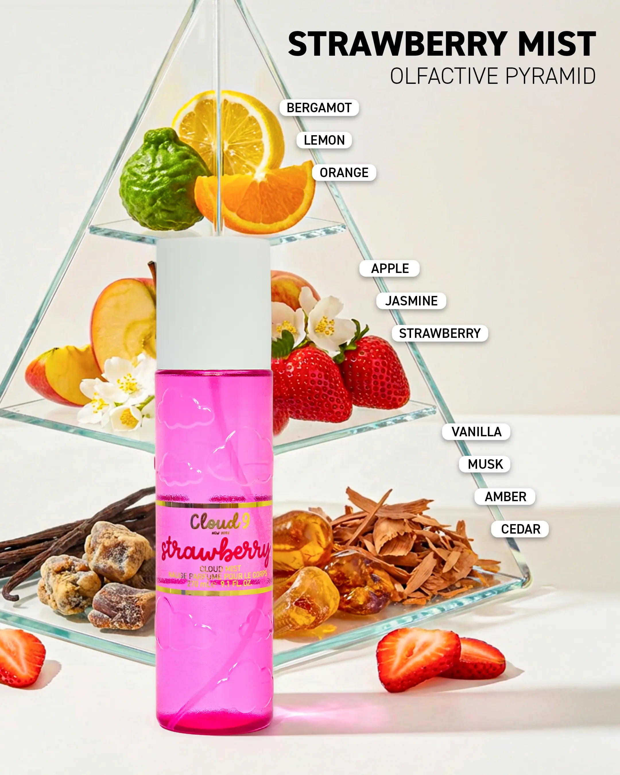 NEW - Cloud9 Strawberry Cloud Mist｜Sweet Fresh Strawberry Body Mist, Long-Lasting Fruity Body Mist
